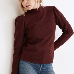 Madewell (Re)sourced Plush Mockneck Puff-Sleeve Top in Sz Medium